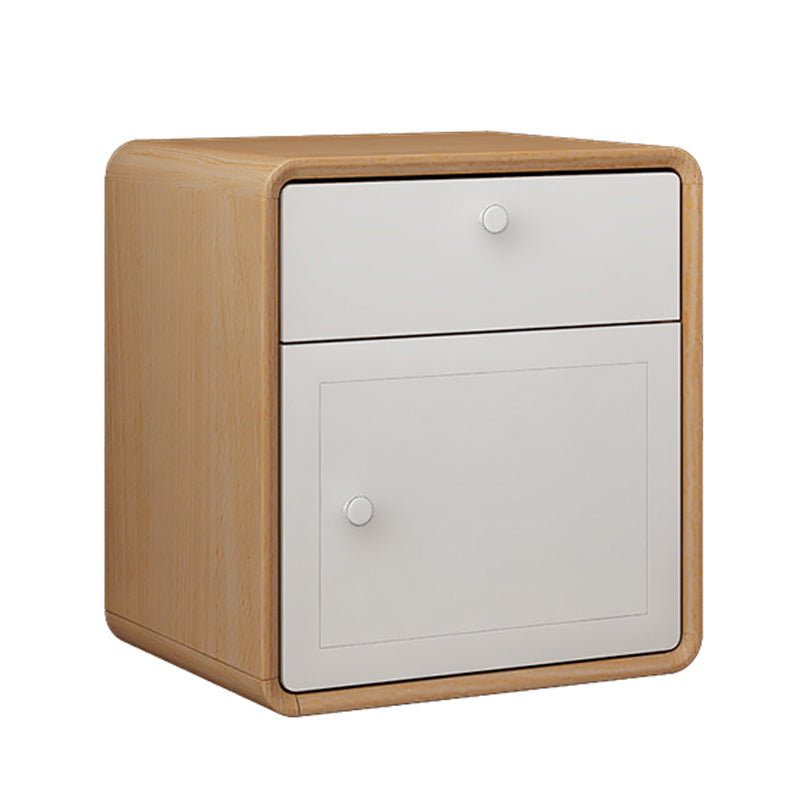 Modern Solid Wood Nightstand 1-Drawer Left Side Door Bed Cabinet