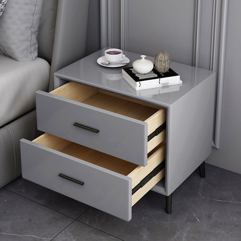 Modern Imitation Wood Nightstand 2-Drawer Storage 18 Inch H Night Table with Legs