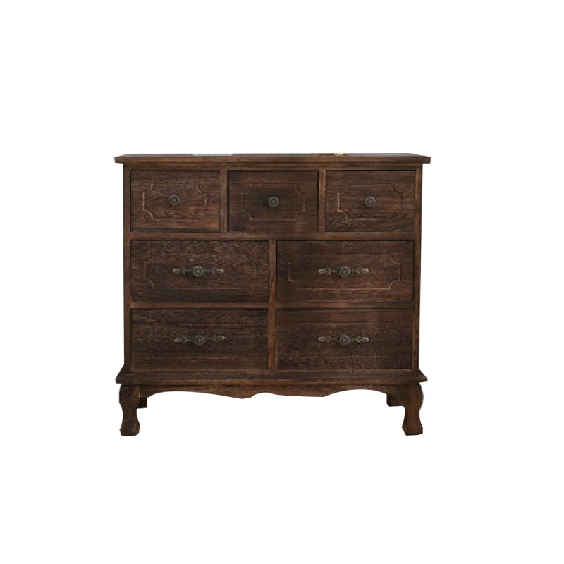 12" W Traditional Solid Wood Double Dresser Vertical Storage Chest with Drawers