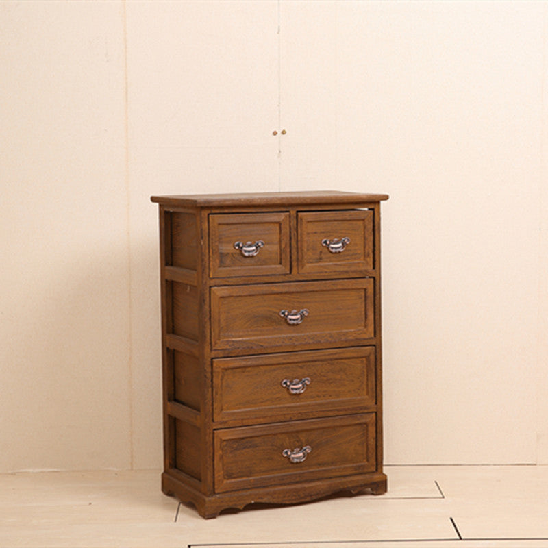 12" W Vintage Wood Lingerie Chest Vertical Storage Chest with Drawers