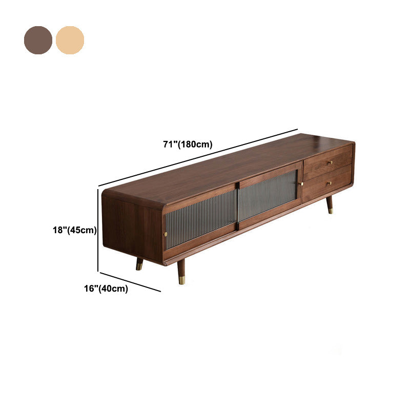 Solid Wood 2-Drawer TV Console Nordic TV Stand with Sliding Storage