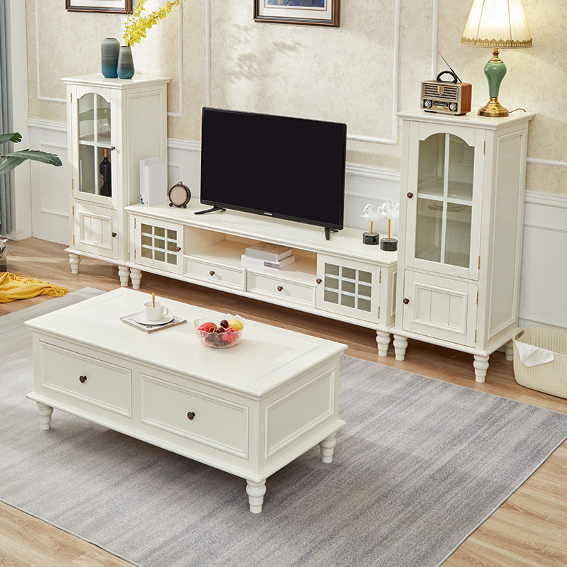 Traditional Media Console TV Stand Solid Wood TV Stand Console with Drawers