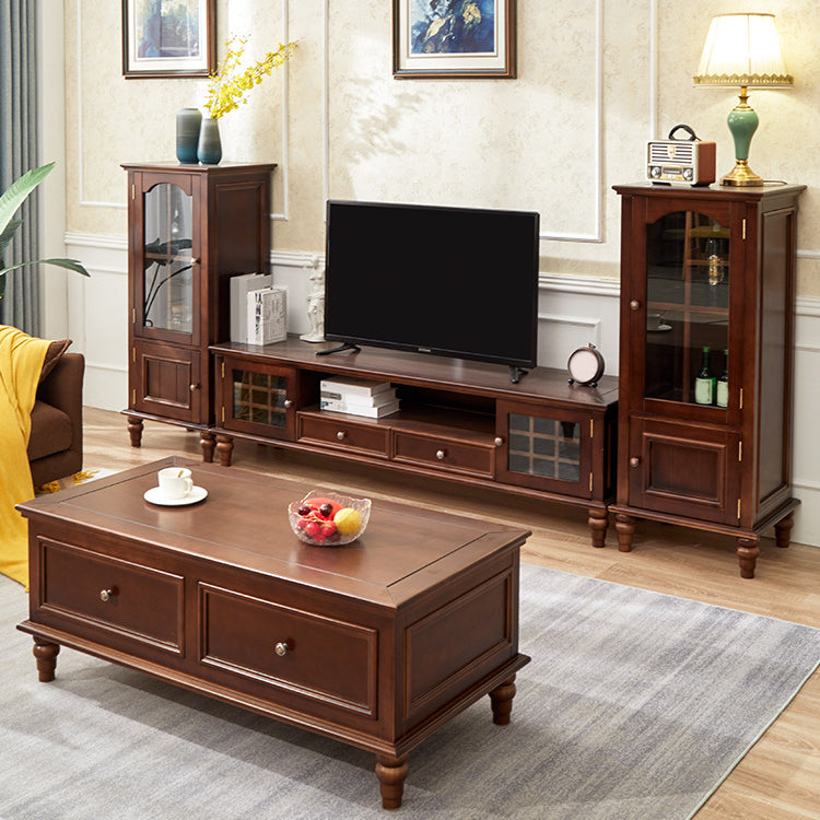 Traditional Media Console TV Stand Solid Wood TV Stand Console with Drawers