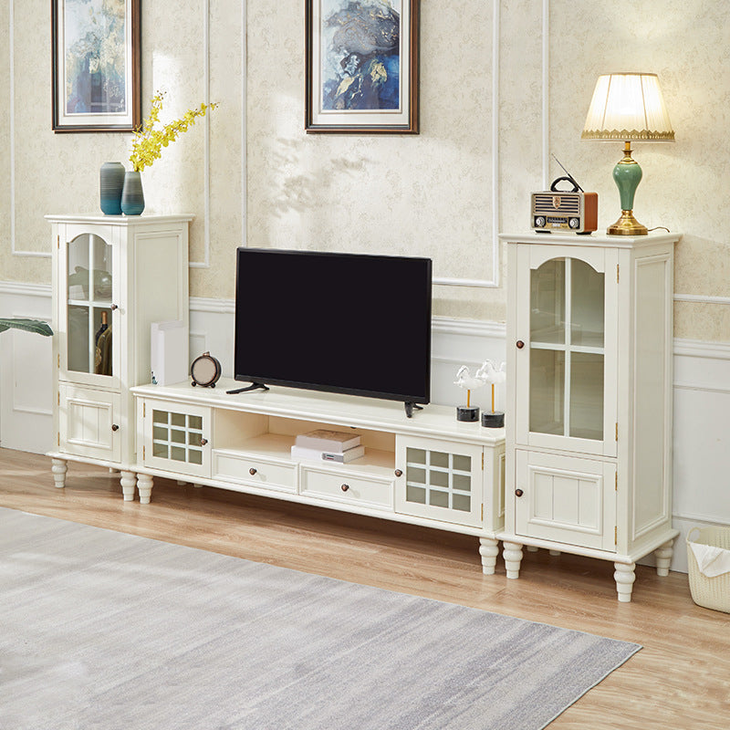 Traditional Media Console TV Stand Solid Wood TV Stand Console with Drawers