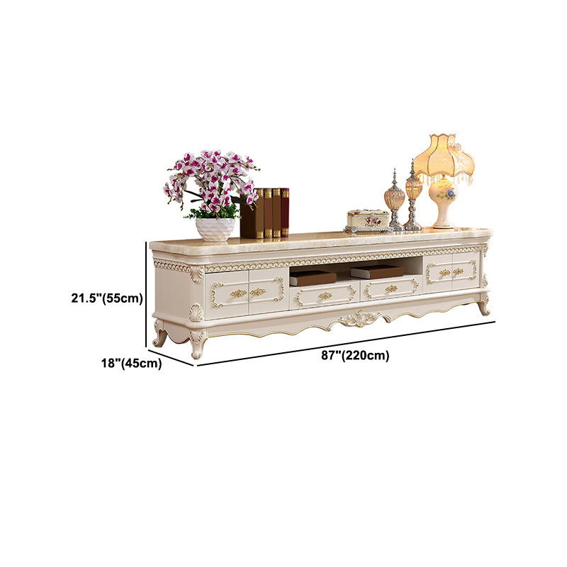 Glam 2 Drawers TV Media Stand Solid Wood Media Console TV Stand