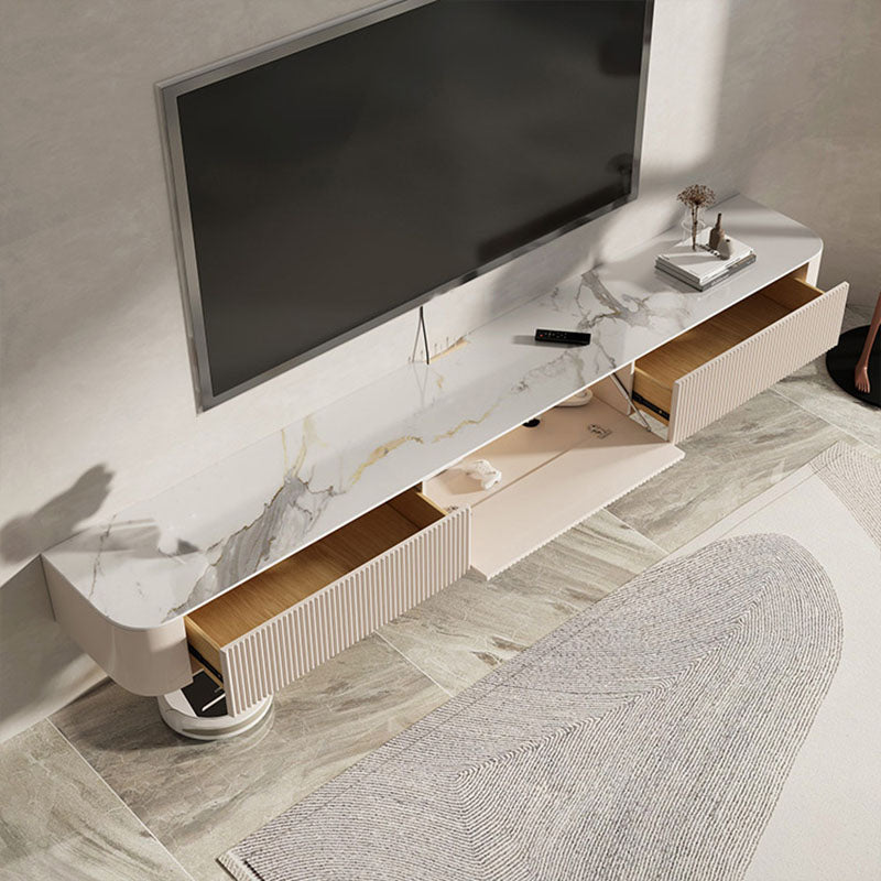 Modern Floating TV Stand Console Stone Top TV Cabinet with Drawers Included