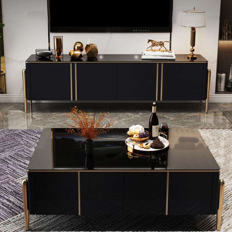 Contemporary TV Media Stand Double Tier TV Media Console for Living Room