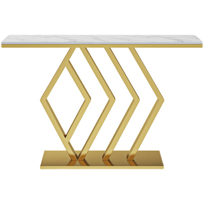 Glam Slate Console Table 31.49" High Metal Frame Rectangle Accent Table