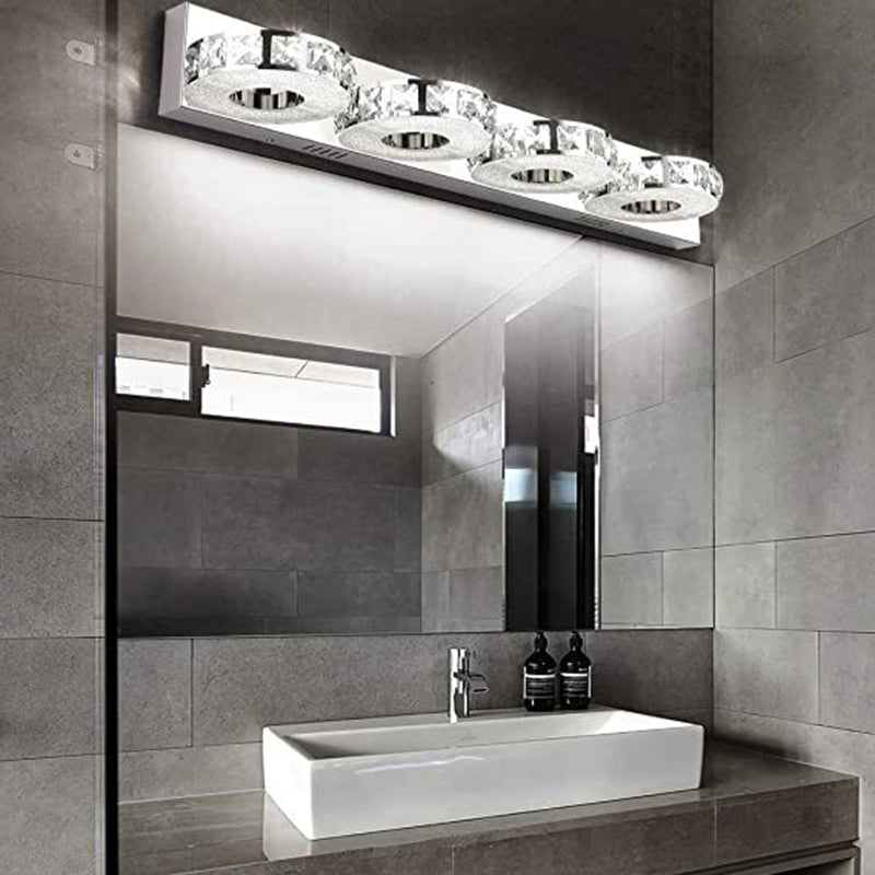 Crystal Bath Vanity Lighting 3/4/5-Light Silver  Light for Bathroom