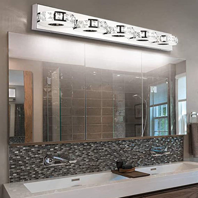 Crystal Bath Vanity Lighting 3/4/5-Light Silver  Light for Bathroom