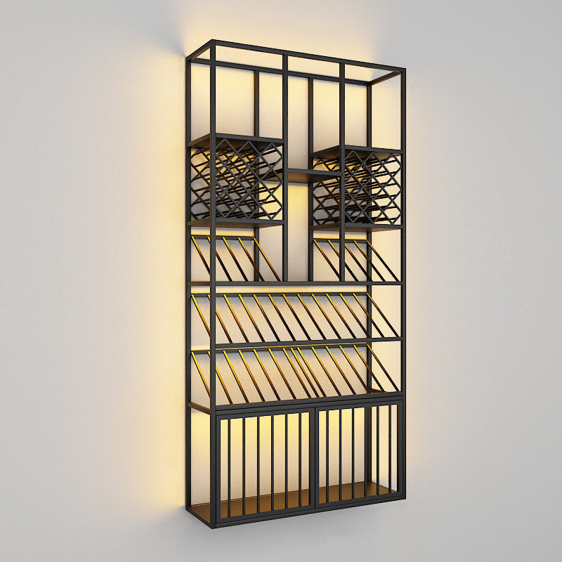 Iron Floor Wine Bottle & Glass Rack Modern Wine Rack Kit with Shelf