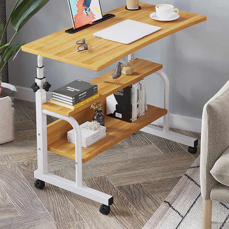 Modern Writing Desk Wooden Rectangular Standing Desk with Caster Wheel