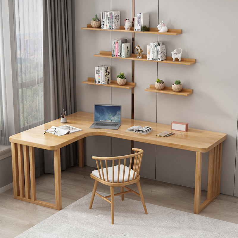 Modern Style Wooden Office Desk Natural L-shape Writing Desk for Home