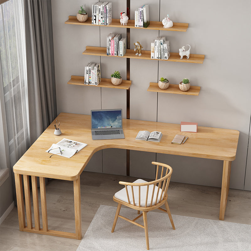 Modern Style Wooden Office Desk Natural L-shape Writing Desk for Home