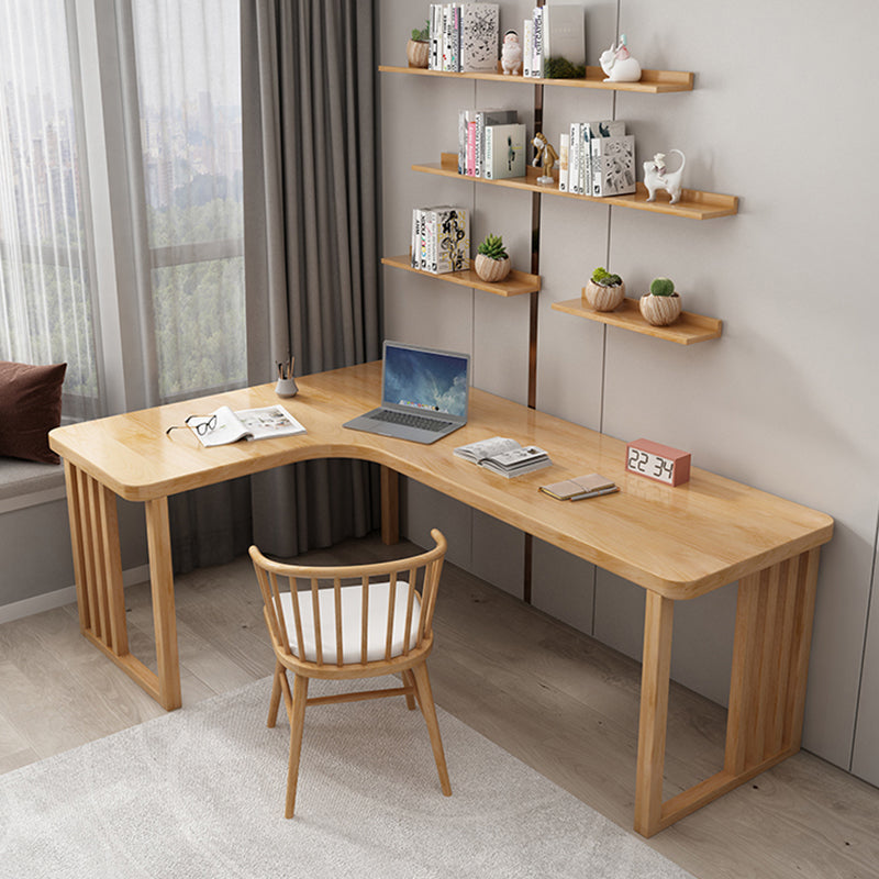 Modern Style Wooden Office Desk Natural L-shape Writing Desk for Home