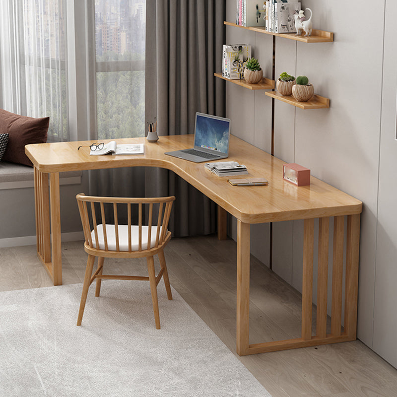 Modern Style Wooden Office Desk Natural L-shape Writing Desk for Home