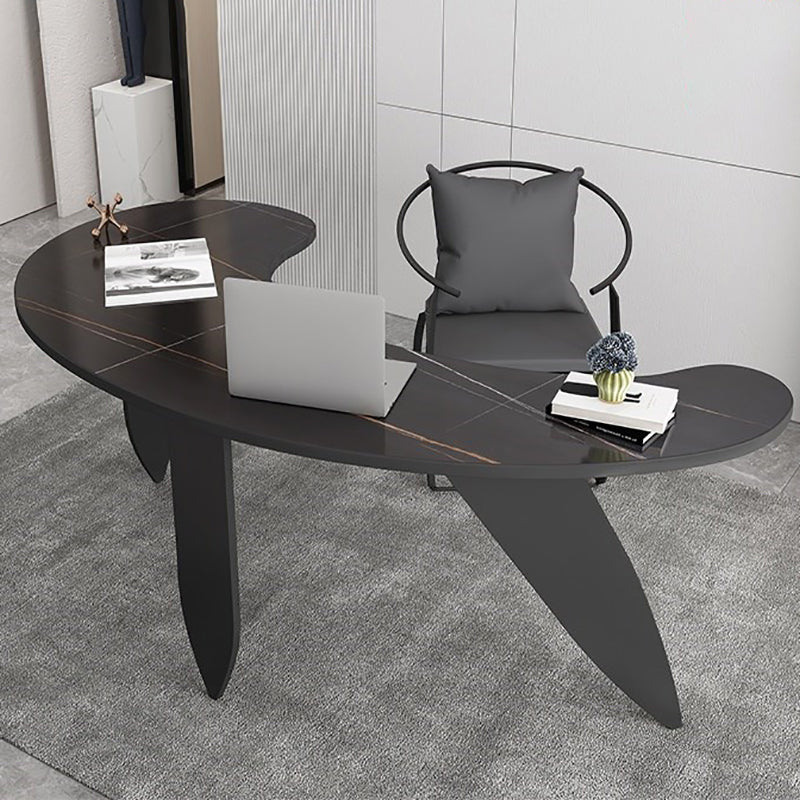 Contemporary Home Stone Writing Desk Unconventional Shape Office Desk