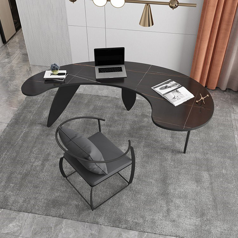 Contemporary Home Stone Writing Desk Unconventional Shape Office Desk