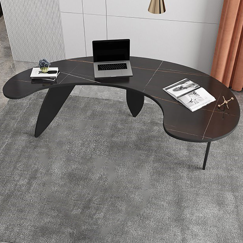 Contemporary Home Stone Writing Desk Unconventional Shape Office Desk