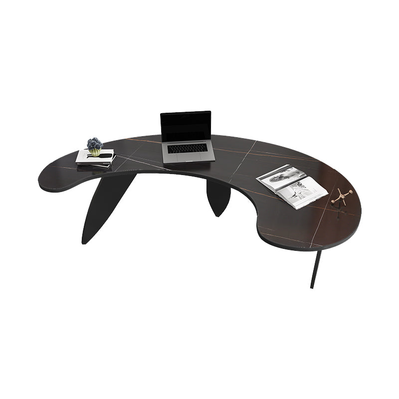 Contemporary Home Stone Writing Desk Unconventional Shape Office Desk