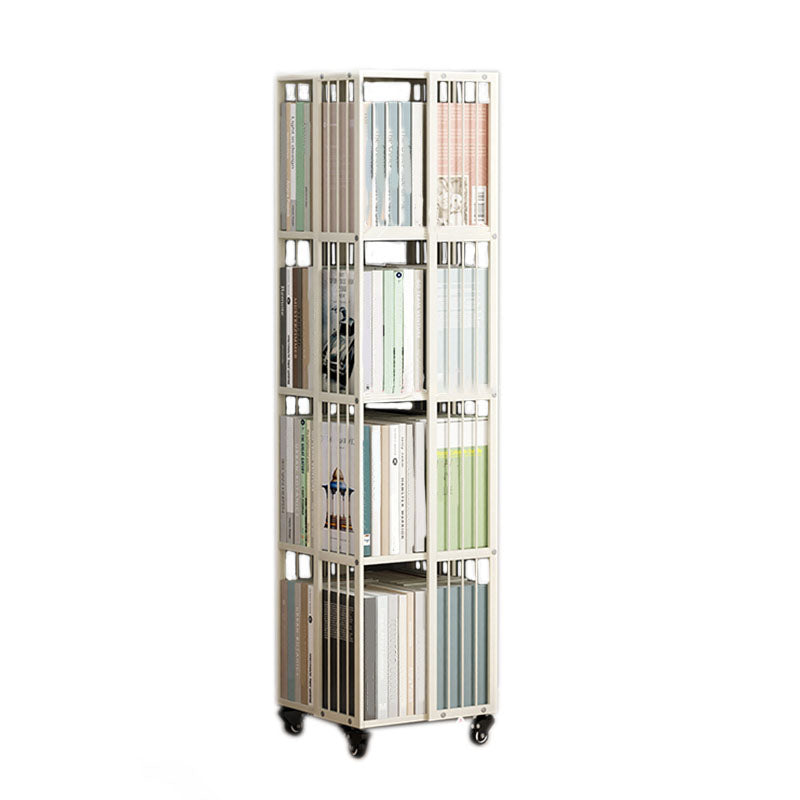 Modern Metal Bookcase White Standard Vertical Bookshelf with Shelves