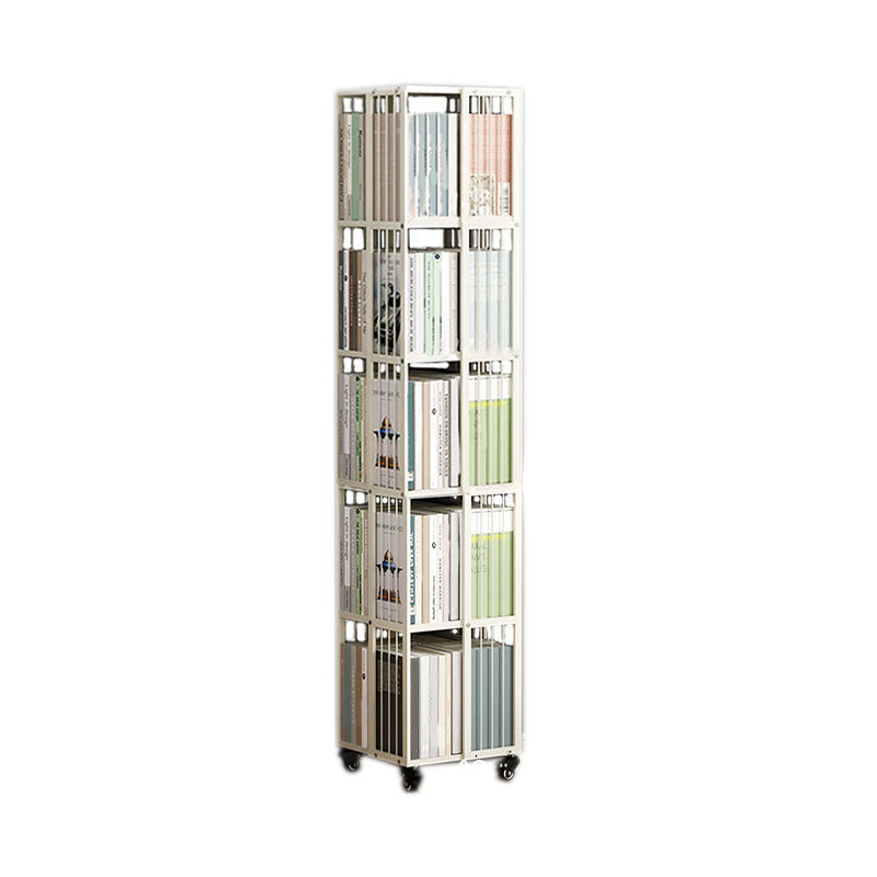 Modern Metal Bookcase White Standard Vertical Bookshelf with Shelves