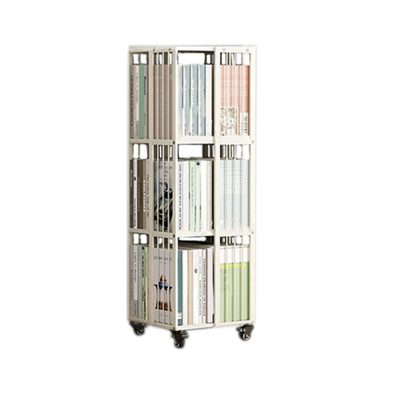 Modern Metal Bookcase White Standard Vertical Bookshelf with Shelves