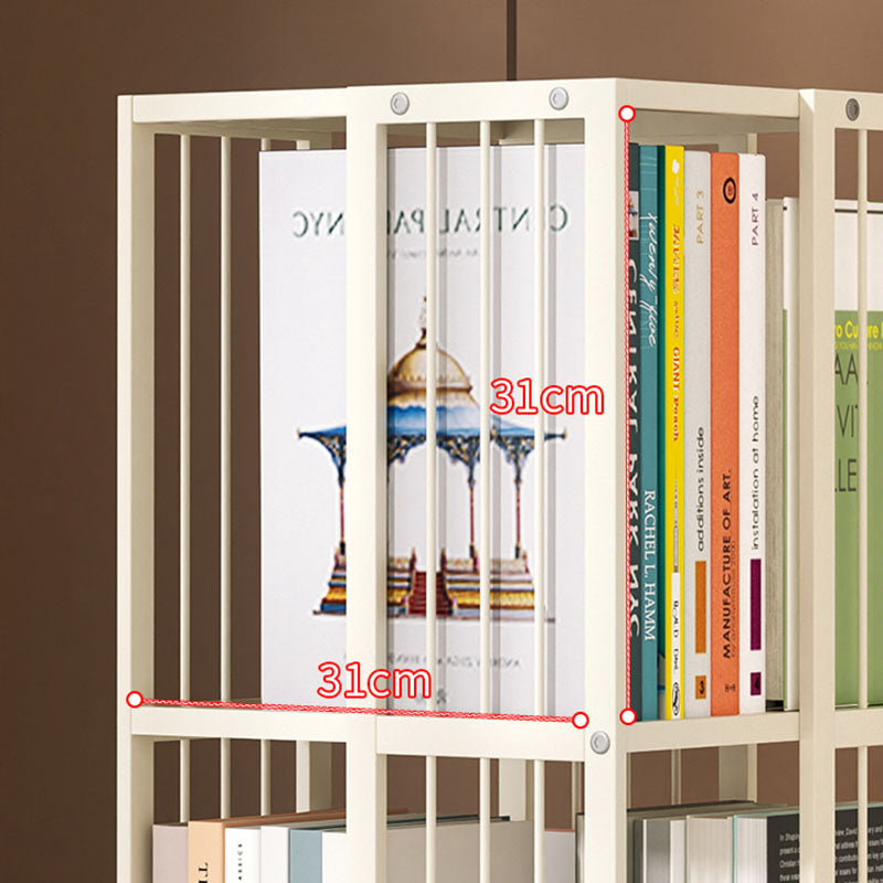 Modern Metal Bookcase White Standard Vertical Bookshelf with Shelves