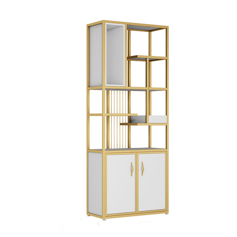 Contemporary Metal Bookshelf Open Shelf Bookcase with Cabinets