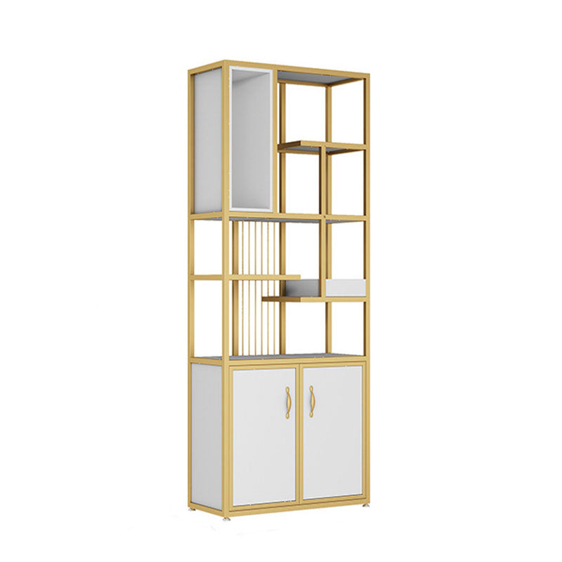 Contemporary Metal Bookshelf Open Shelf Bookcase with Cabinets