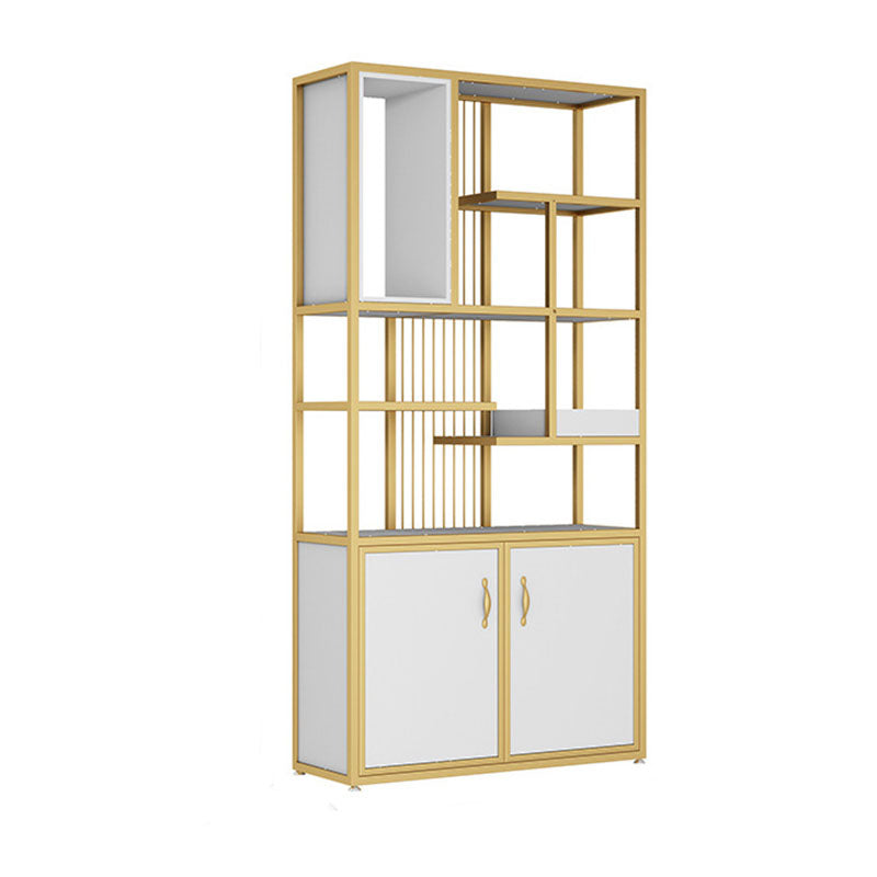 Contemporary Metal Bookshelf Open Shelf Bookcase with Cabinets