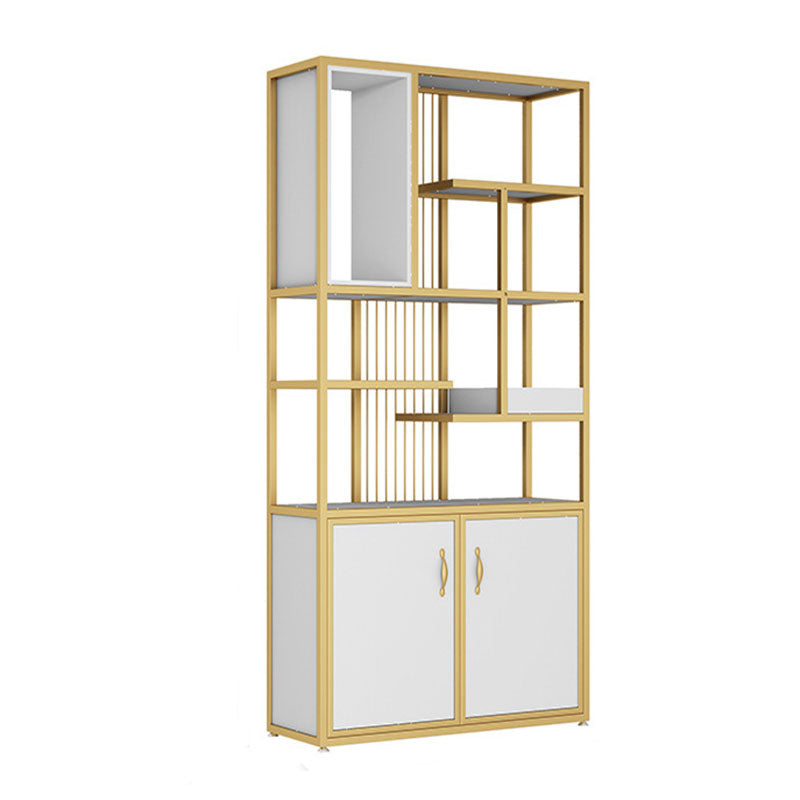 Contemporary Metal Bookshelf Open Shelf Bookcase with Cabinets