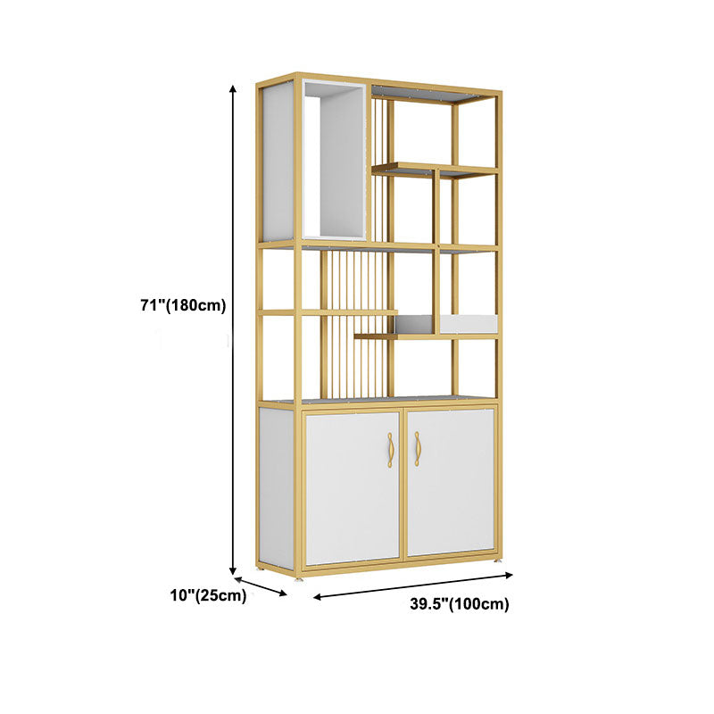 Contemporary Metal Bookshelf Open Shelf Bookcase with Cabinets