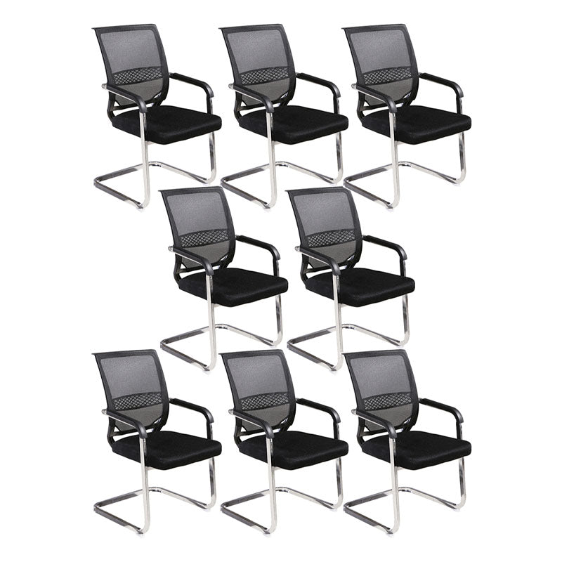 Modern Armless Upholstered Office Chair Steel No Wheels Office Chair