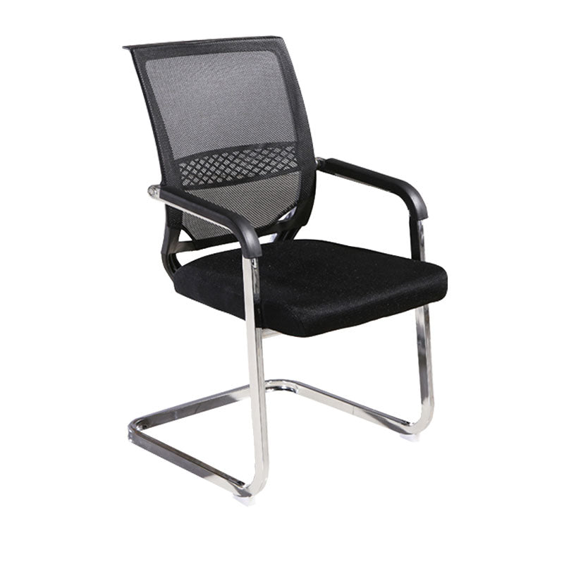 Modern Armless Upholstered Office Chair Steel No Wheels Office Chair