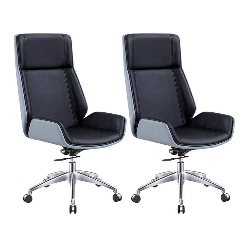 Fixed Arms Desk Chair High-back Ergonomic Leather Office Chair