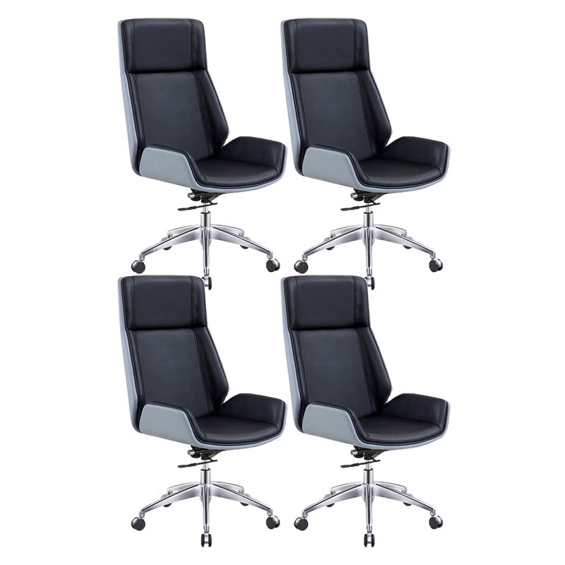 Fixed Arms Desk Chair High-back Ergonomic Leather Office Chair