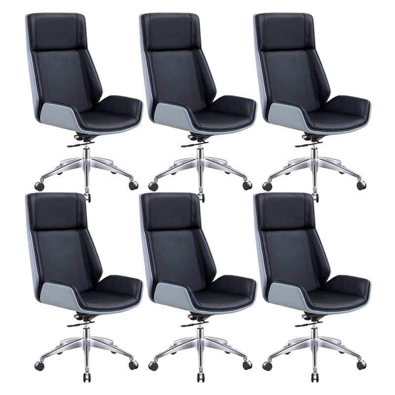 Fixed Arms Desk Chair High-back Ergonomic Leather Office Chair