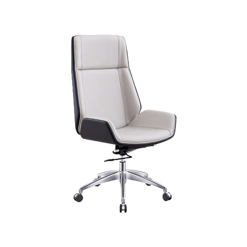 Fixed Arms Desk Chair High-back Ergonomic Leather Office Chair