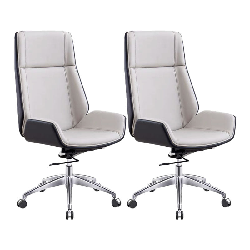 Fixed Arms Desk Chair High-back Ergonomic Leather Office Chair