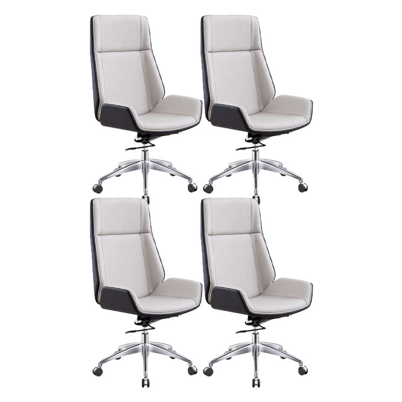 Fixed Arms Desk Chair High-back Ergonomic Leather Office Chair