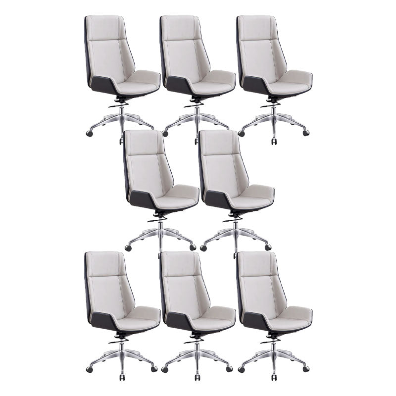 Fixed Arms Desk Chair High-back Ergonomic Leather Office Chair