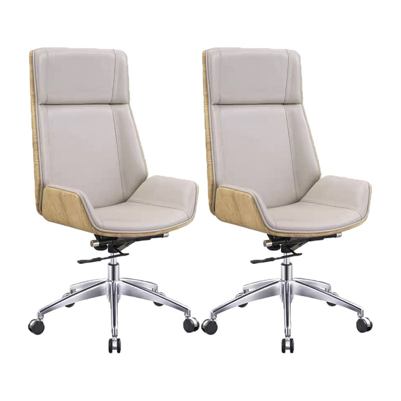 Fixed Arms Desk Chair High-back Ergonomic Leather Office Chair