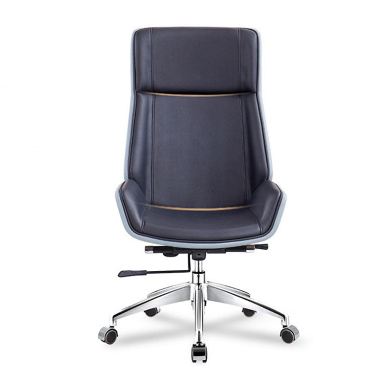 Fixed Arms Desk Chair High-back Ergonomic Leather Office Chair