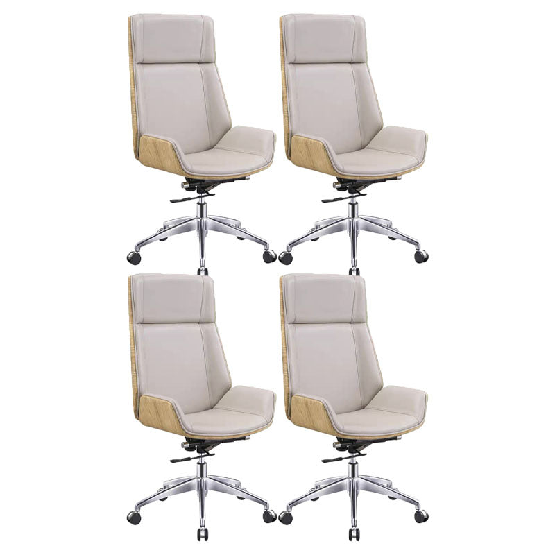 Fixed Arms Desk Chair High-back Ergonomic Leather Office Chair