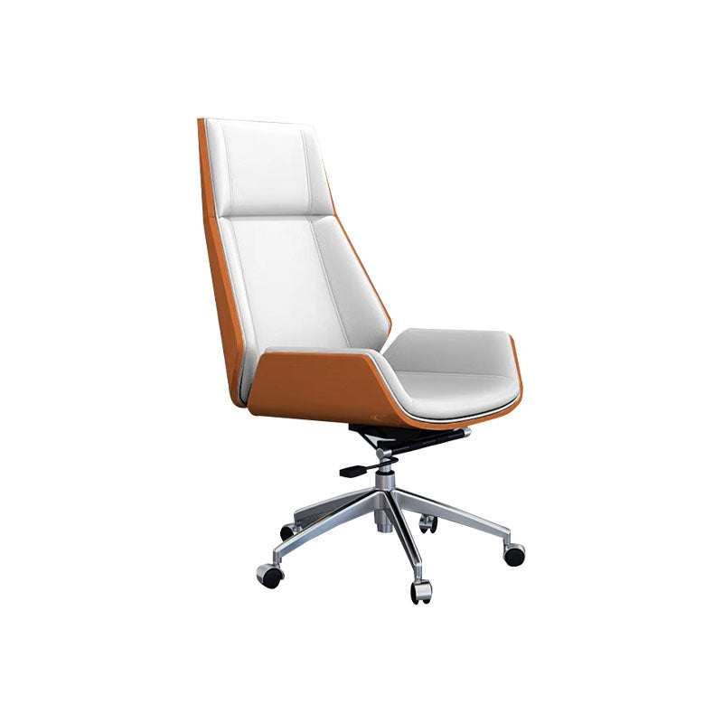 Fixed Arms Desk Chair High-back Ergonomic Leather Office Chair