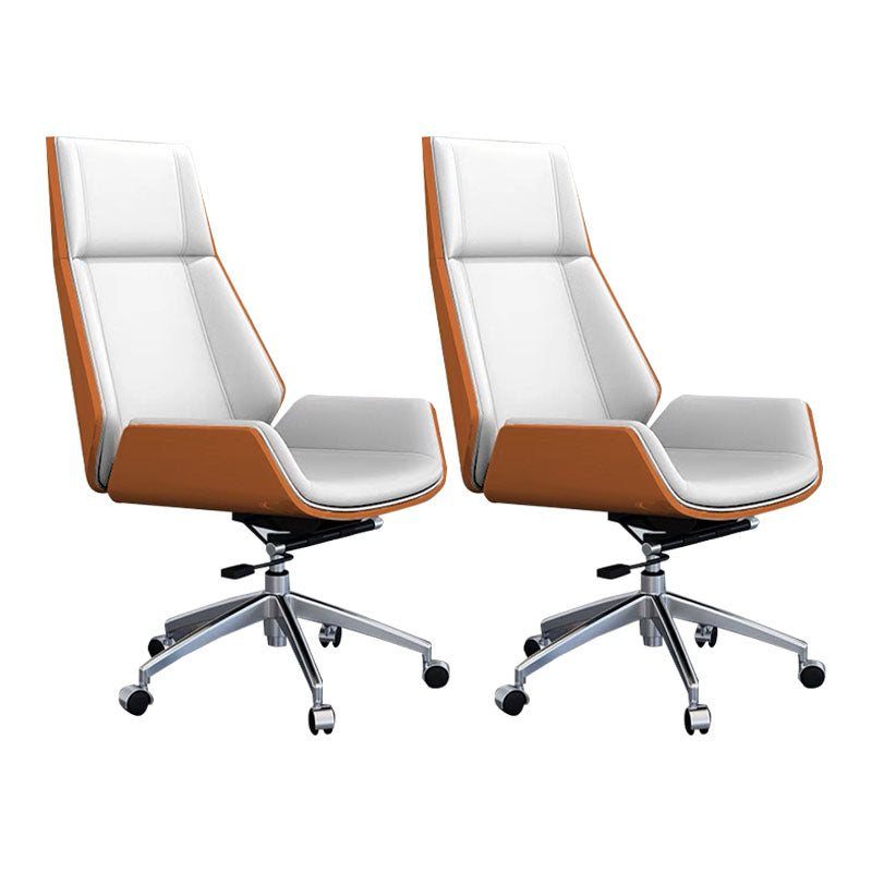 Fixed Arms Desk Chair High-back Ergonomic Leather Office Chair