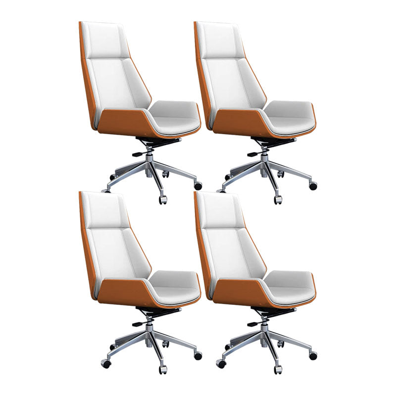 Fixed Arms Desk Chair High-back Ergonomic Leather Office Chair