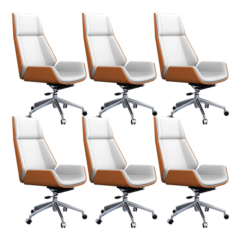 Fixed Arms Desk Chair High-back Ergonomic Leather Office Chair