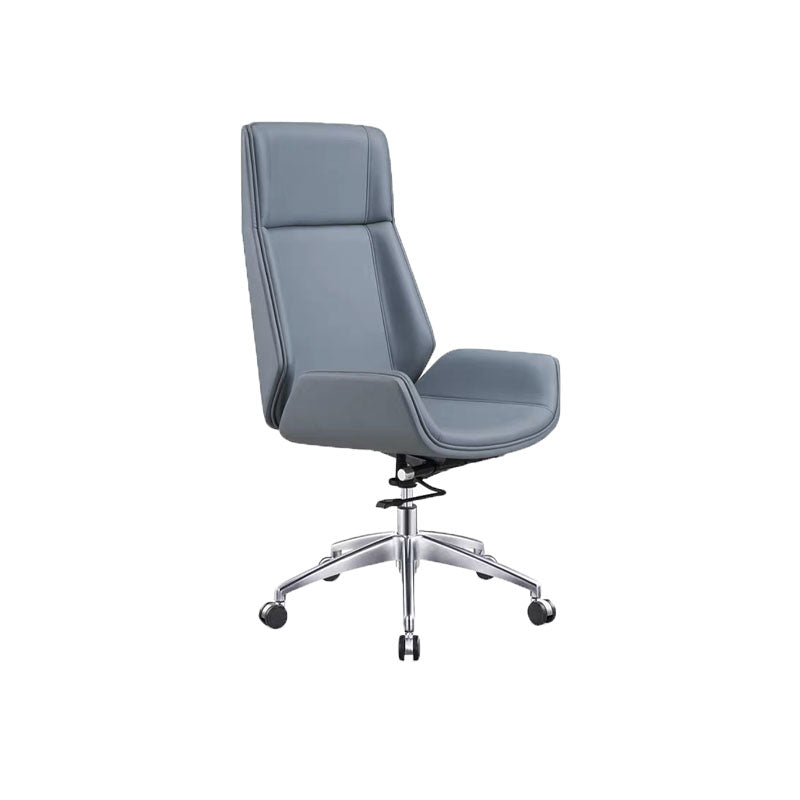 Fixed Arms Desk Chair High-back Ergonomic Leather Office Chair